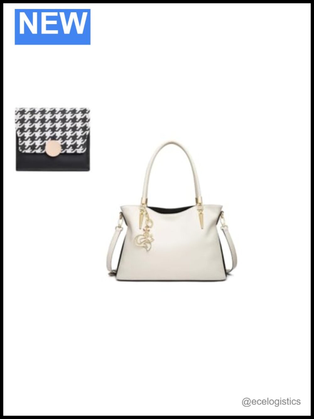 Genuine Leather Medium Tote Bag with Slim Wallet